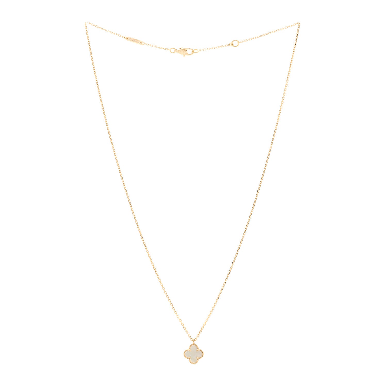 Van Cleef & Arpels 18K Yellow Gold Mother of Pearl Sweet Alhambra Pendant Necklace 3 of 5