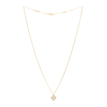 Van Cleef & Arpels 18K Yellow Gold Mother of Pearl Sweet Alhambra Pendant Necklace 3 of 5
