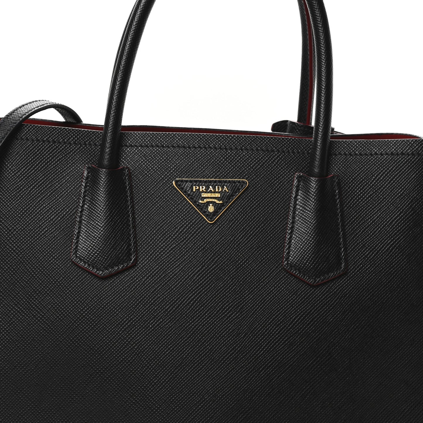 Saffiano Cuir Medium Double Bag Black Fuoco