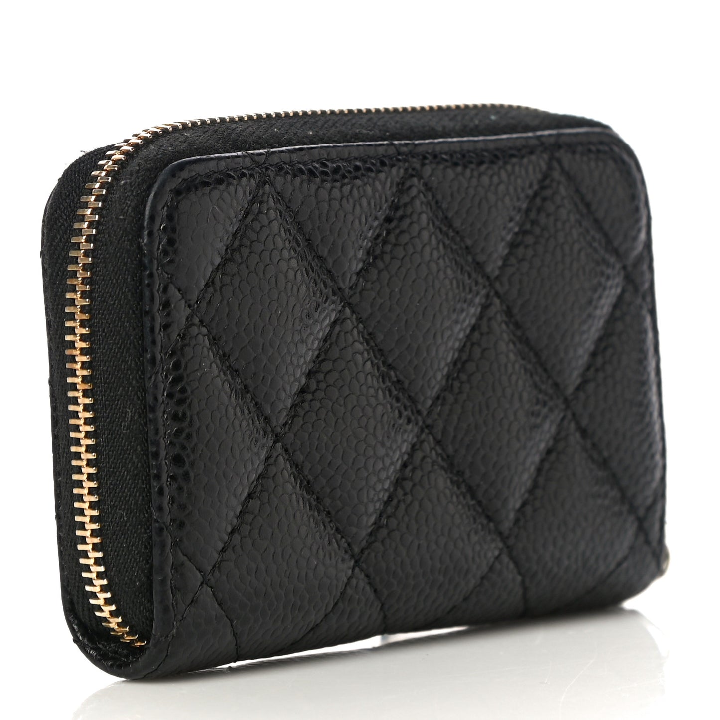 Caviar Quilted Zip Coin Purse Black