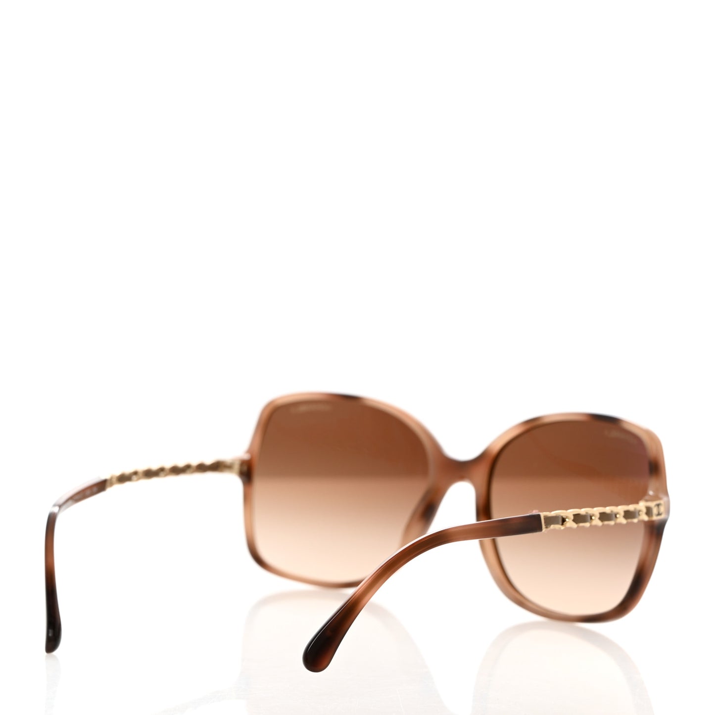 Acetate Metal Lambskin Chain Square Sunglasses 5210-Q Brown