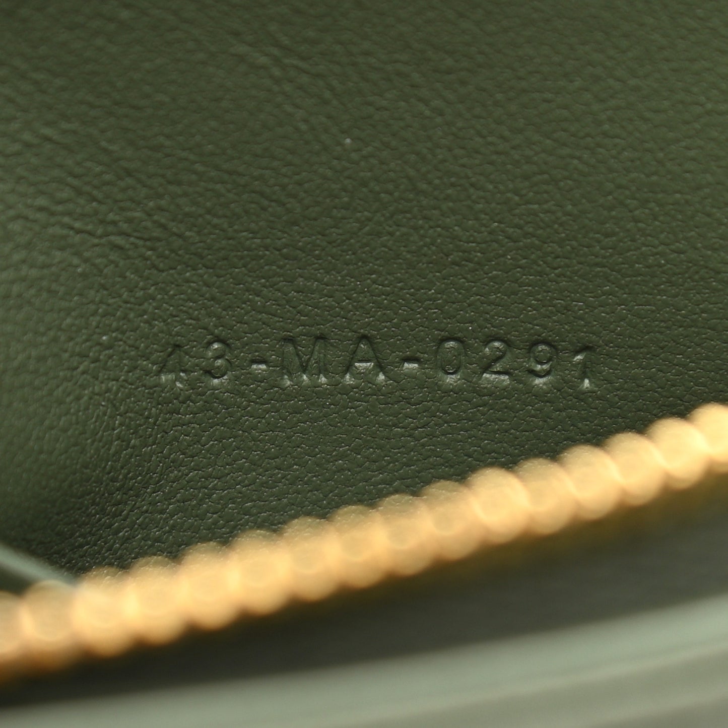 Calfskin Cannage Caro Zipped Pouch With Chain Cedar Green