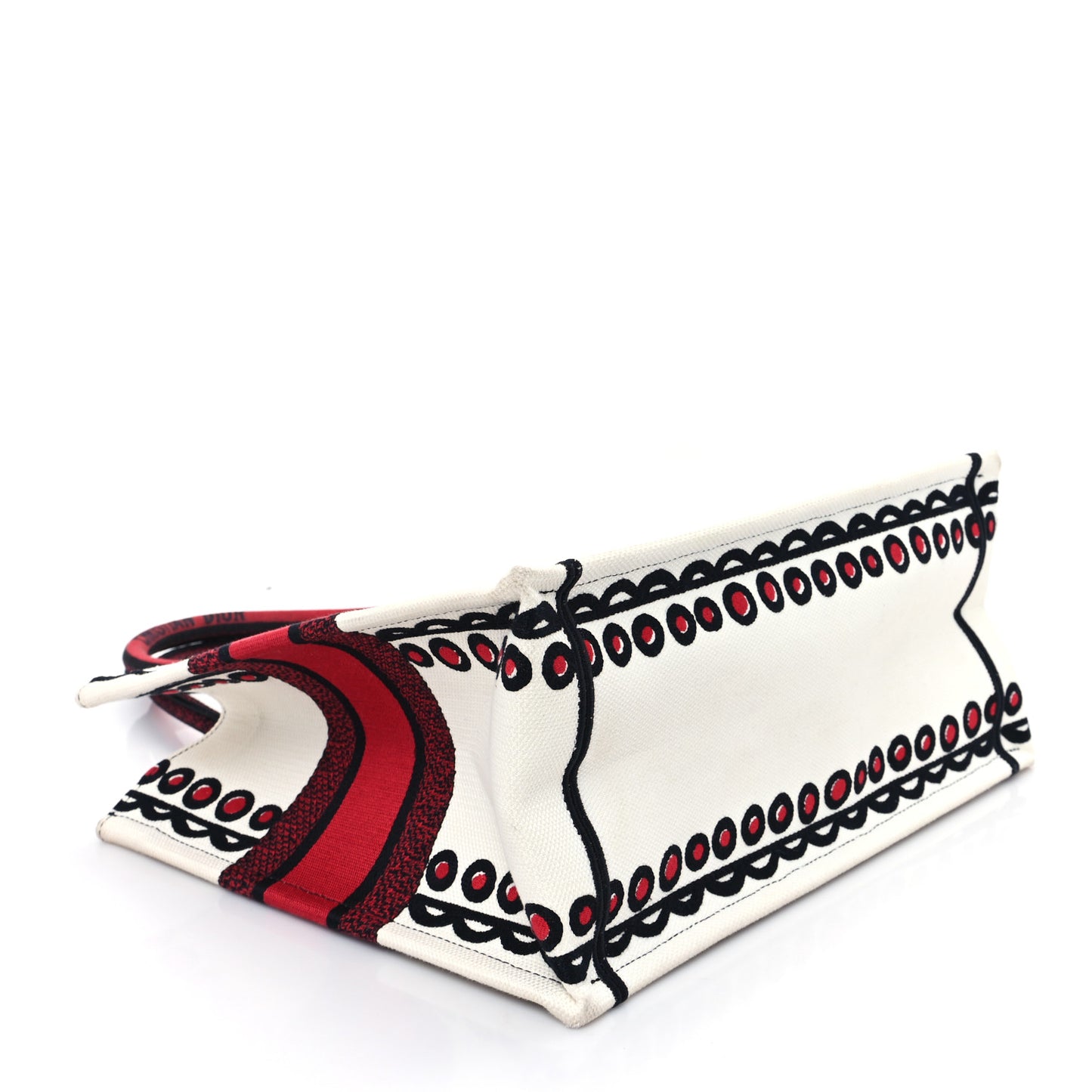 Canvas Embroidered Medium Cupidon Book Tote Latte Multicolor