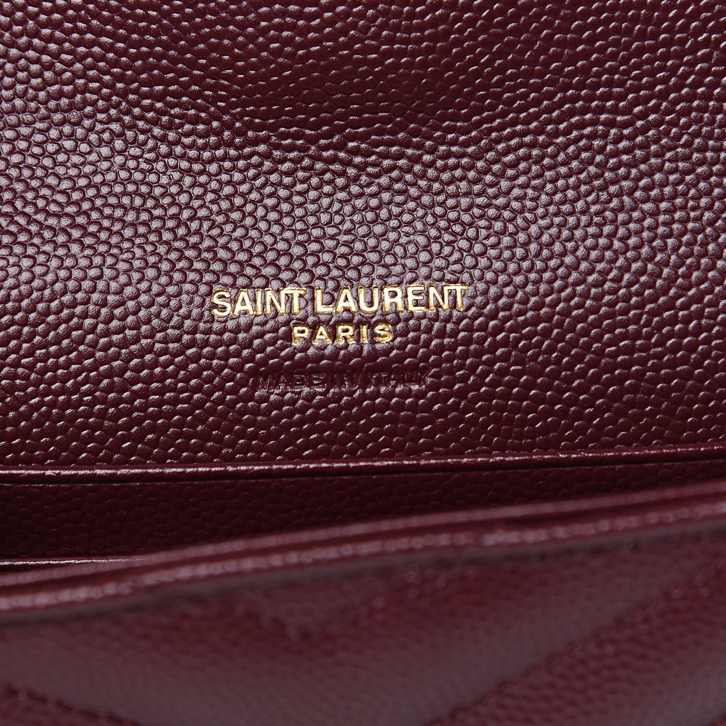 Grain De Poudre Matelasse Chevron Small Monogram Envelope Wallet Burgundy