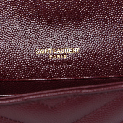 Saint Laurent Grain De Poudre Matelasse Chevron Small Monogram Envelope Wallet Burgundy 5 of 6