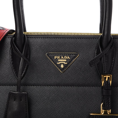 Prada Saffiano City Calfskin Greche Paradigme Bag Black Fuoco 10 of 10