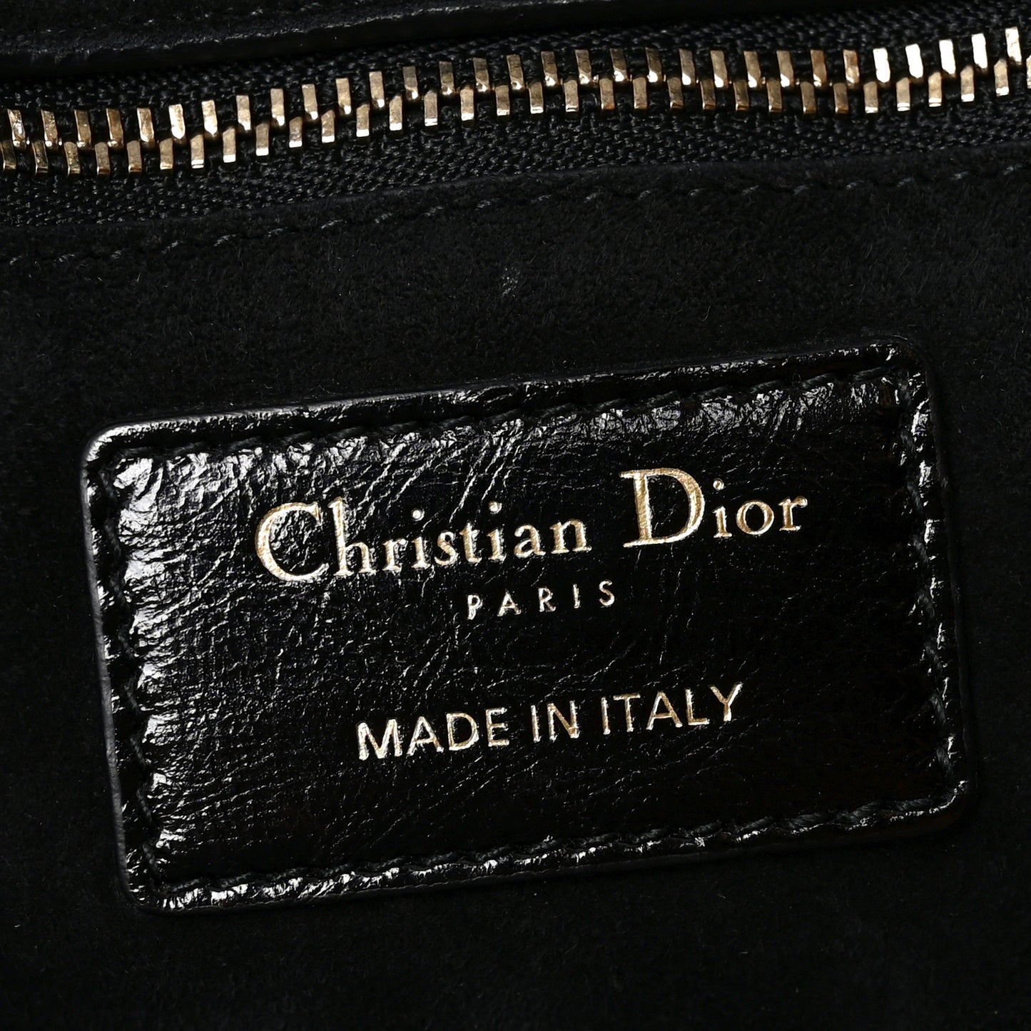 Crinkled Patent Cannage Large Lady Dior Black