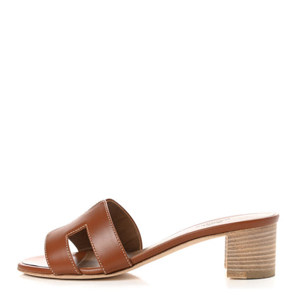 Hermes Calfskin Oasis Sandals 36.5 Gold 1 of 9