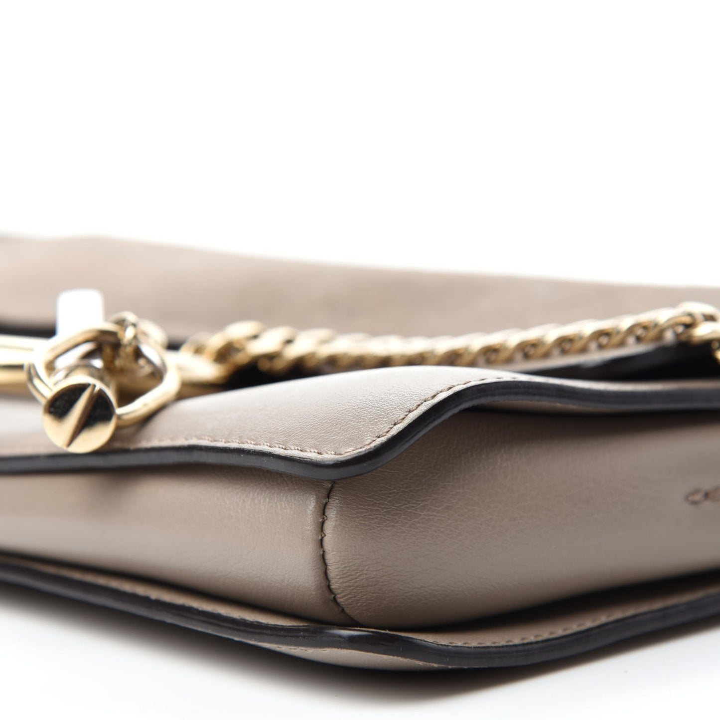 Suede Calfskin Small Faye Shoulder Bag Motty Grey