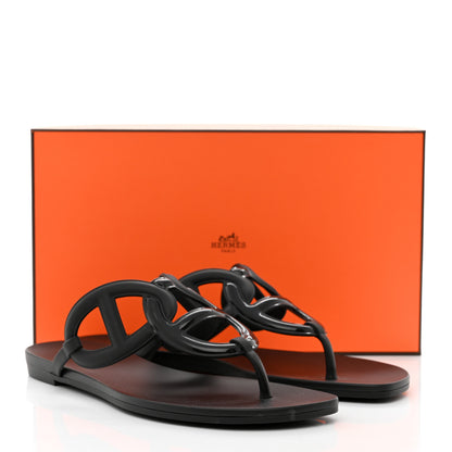 Hermes Rubber Womens Egerie Sandals 40 Black 9 of 9