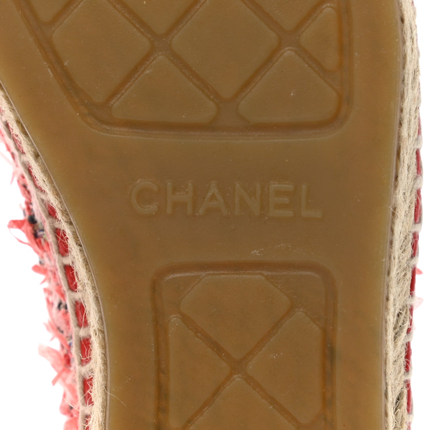 Chanel Tweed Grosgrain CC Espadrilles 38 Coral Red Pink Black 7 of 10