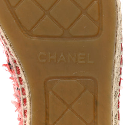 Chanel Tweed Grosgrain CC Espadrilles 38 Coral Red Pink Black 7 of 10