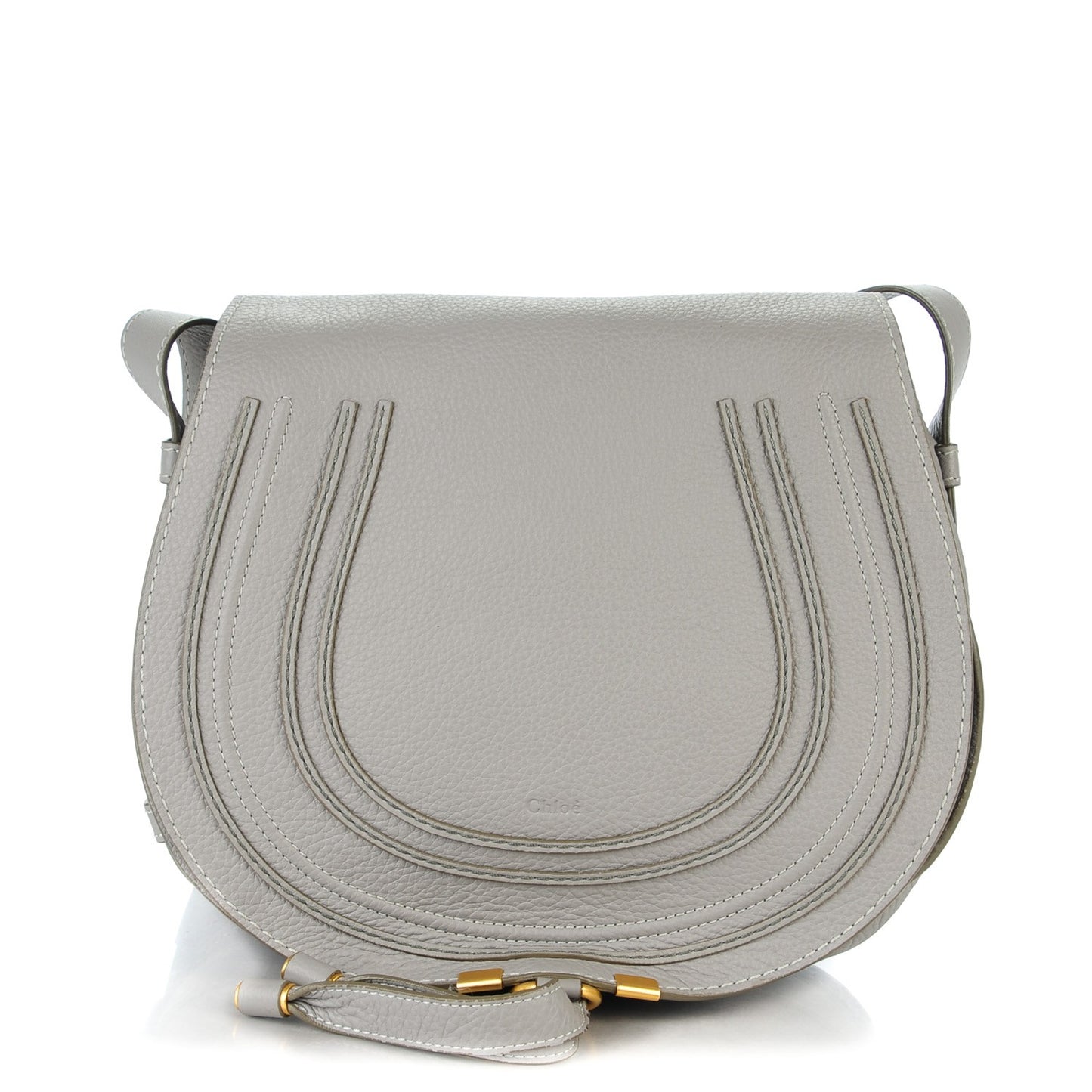 Calfskin Medium Marcie Round Crossbody Bag Cashmere Grey