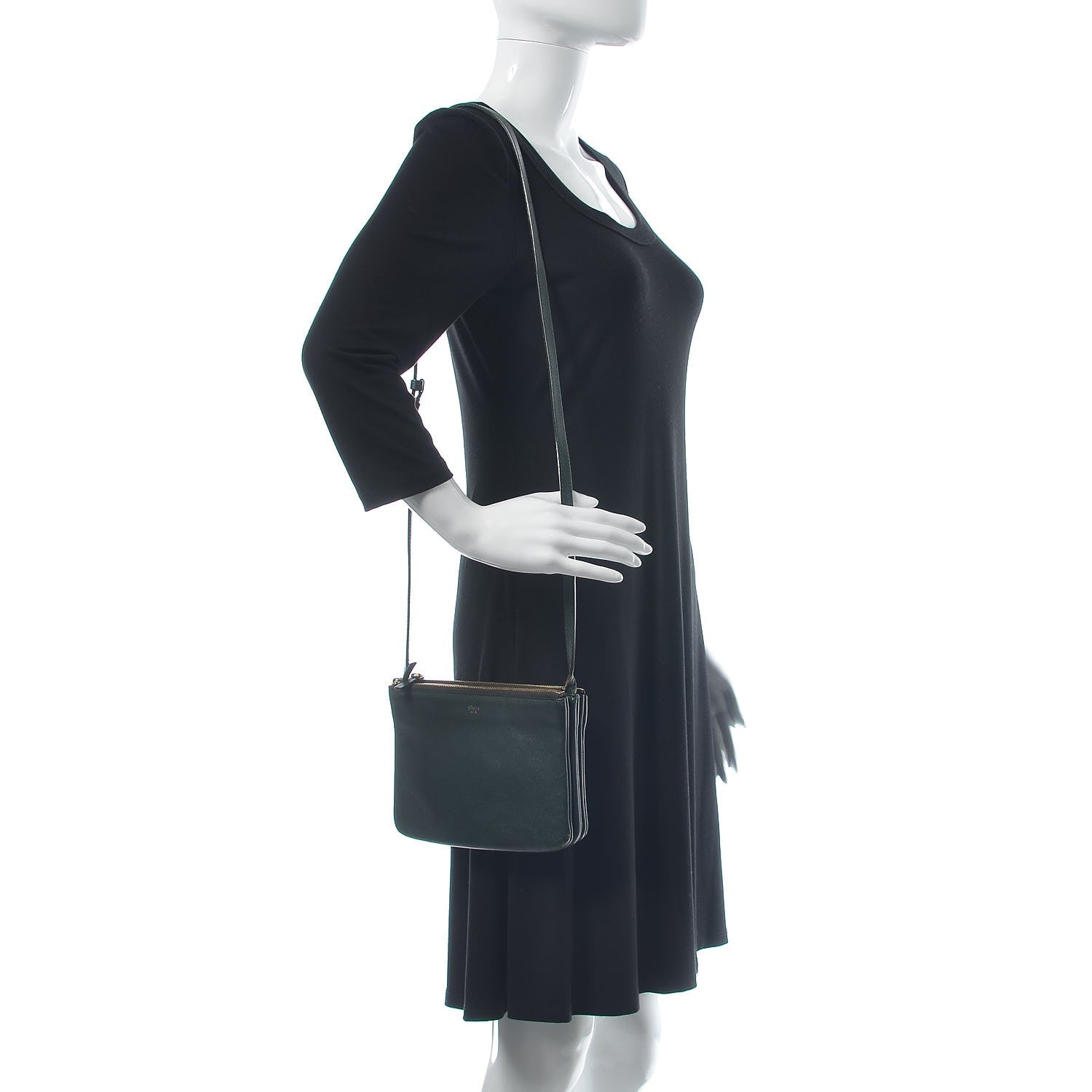 Celine Lambskin Small Trio Crossbody Bag Dark Green 3 of 42