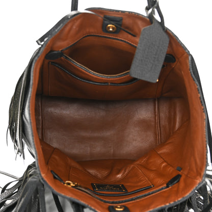 Prada Cervo Deerskin Fringe Tote Black 5 of 17