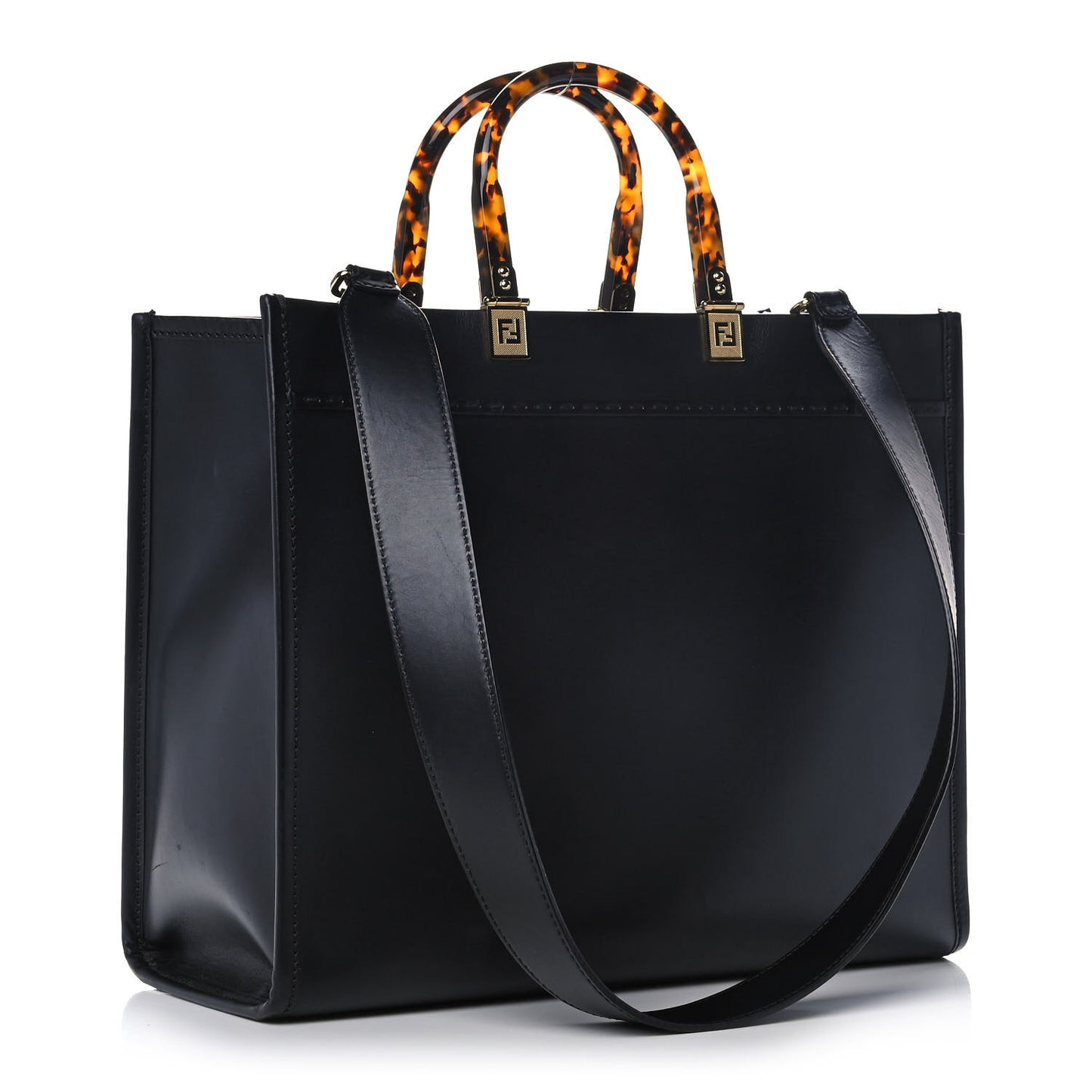 Vitello King Plexiglass Medium Fendi Sunshine Shopper Tote Black