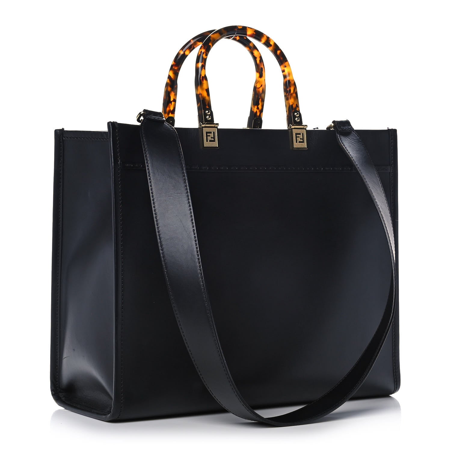 Fendi Vitello King Plexiglass Medium Fendi Sunshine Shopper Tote Black 3 of 10