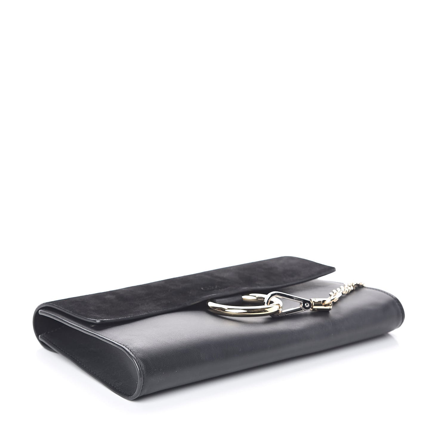 Suede Calfskin Faye Clutch Black