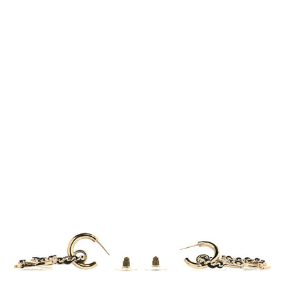 Chanel Lambskin Chain CC Drop Earrings Black Gold 3 of 4