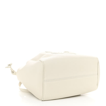 Celine Calfskin Cuir Small Triomphe Cabas Drawstring White 4 of 9