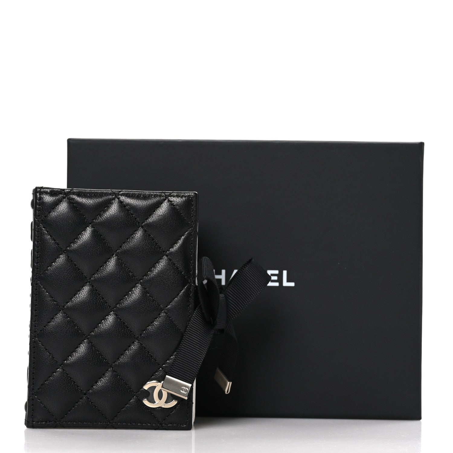 Chanel Lambskin Quilted Book Card Holder Black 10 of 10