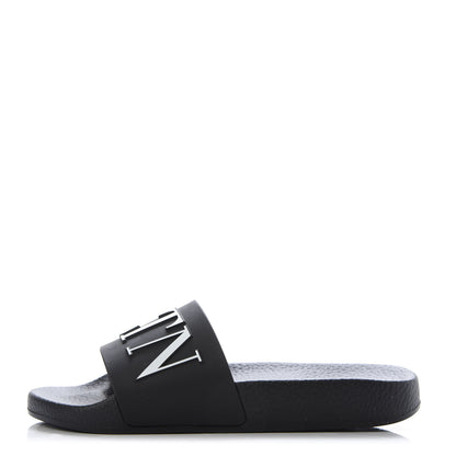 Valentino Garavani Rubber VLTN Pool Slide Sandals 35 Black 1 of 9