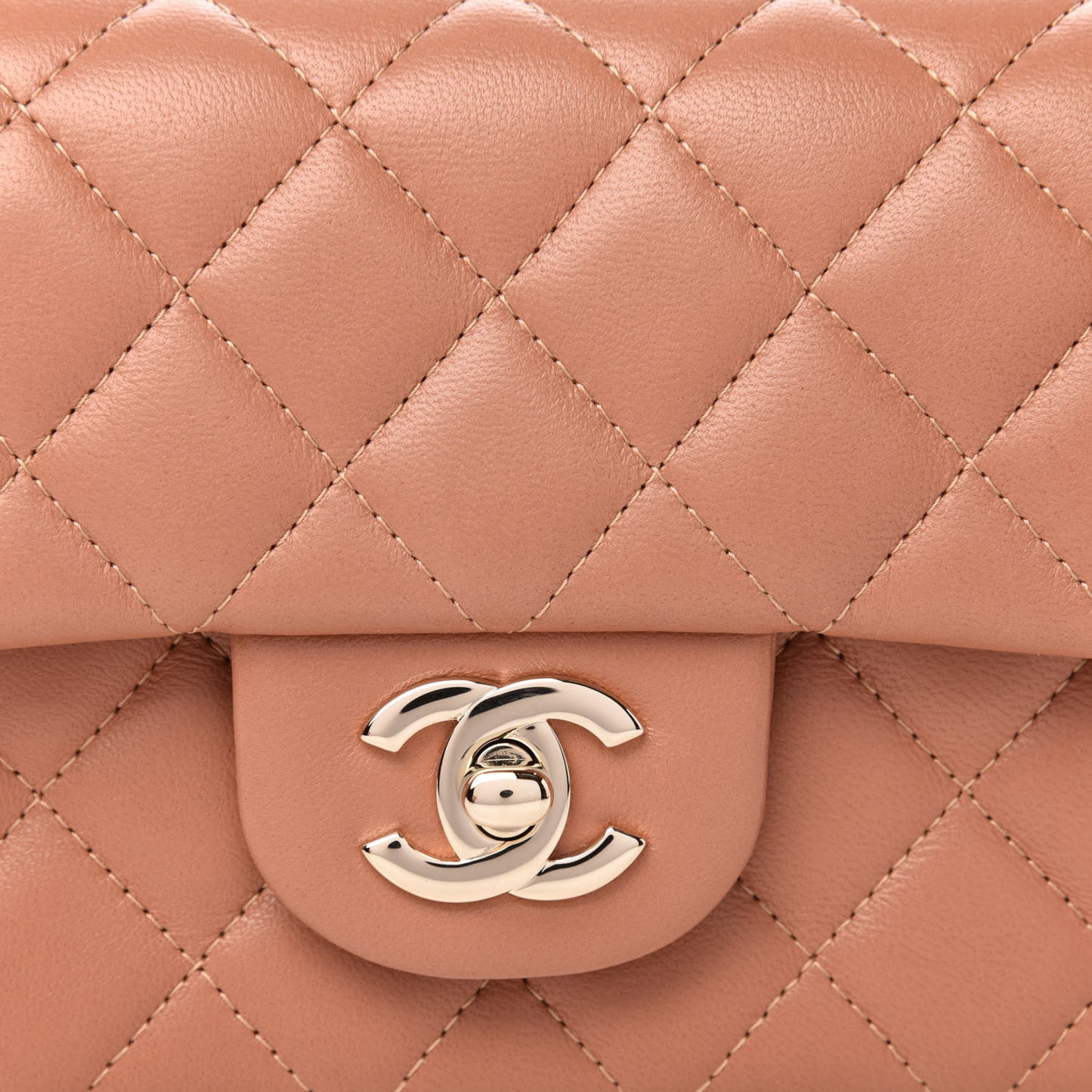 Lambskin Quilted Mini Rectangular Flap Brown