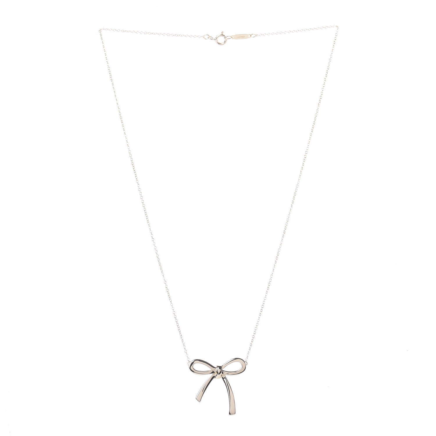 Tiffany 18K Yellow Gold Medium Bow Pendant Necklace 3 of 4