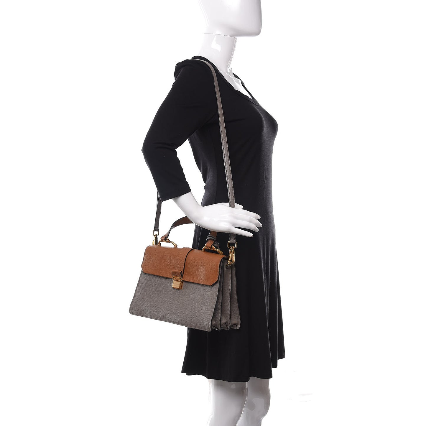 Goatskin Bandoliera Madras Bi-Color Shoulder Bag Grey and Brown