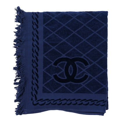 Chanel Terry Cotton CC Beach Towel Blue 1 of 4