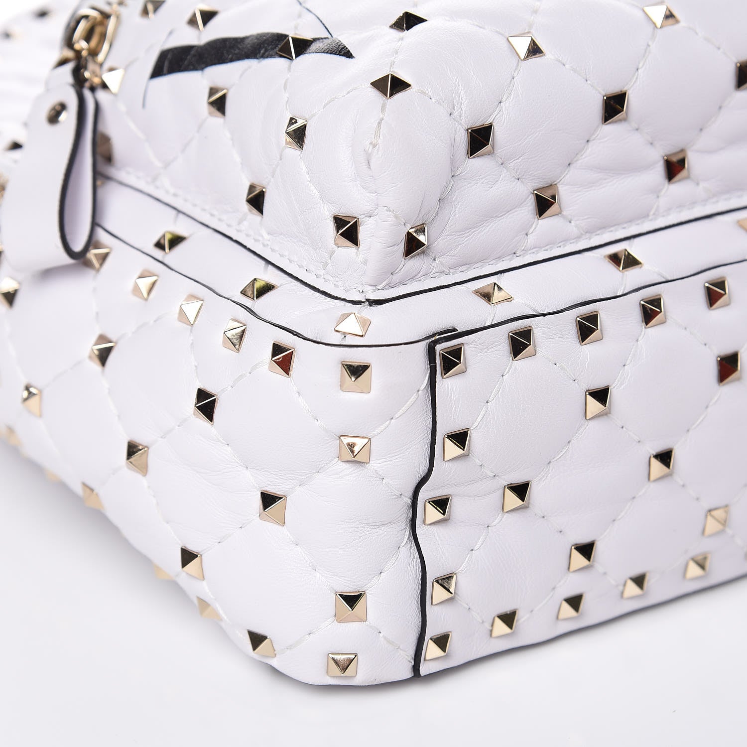 Valentino Garavani Lambskin VLTN Print Quilted Mini Rockstud Spike Backpack White 8 of 11