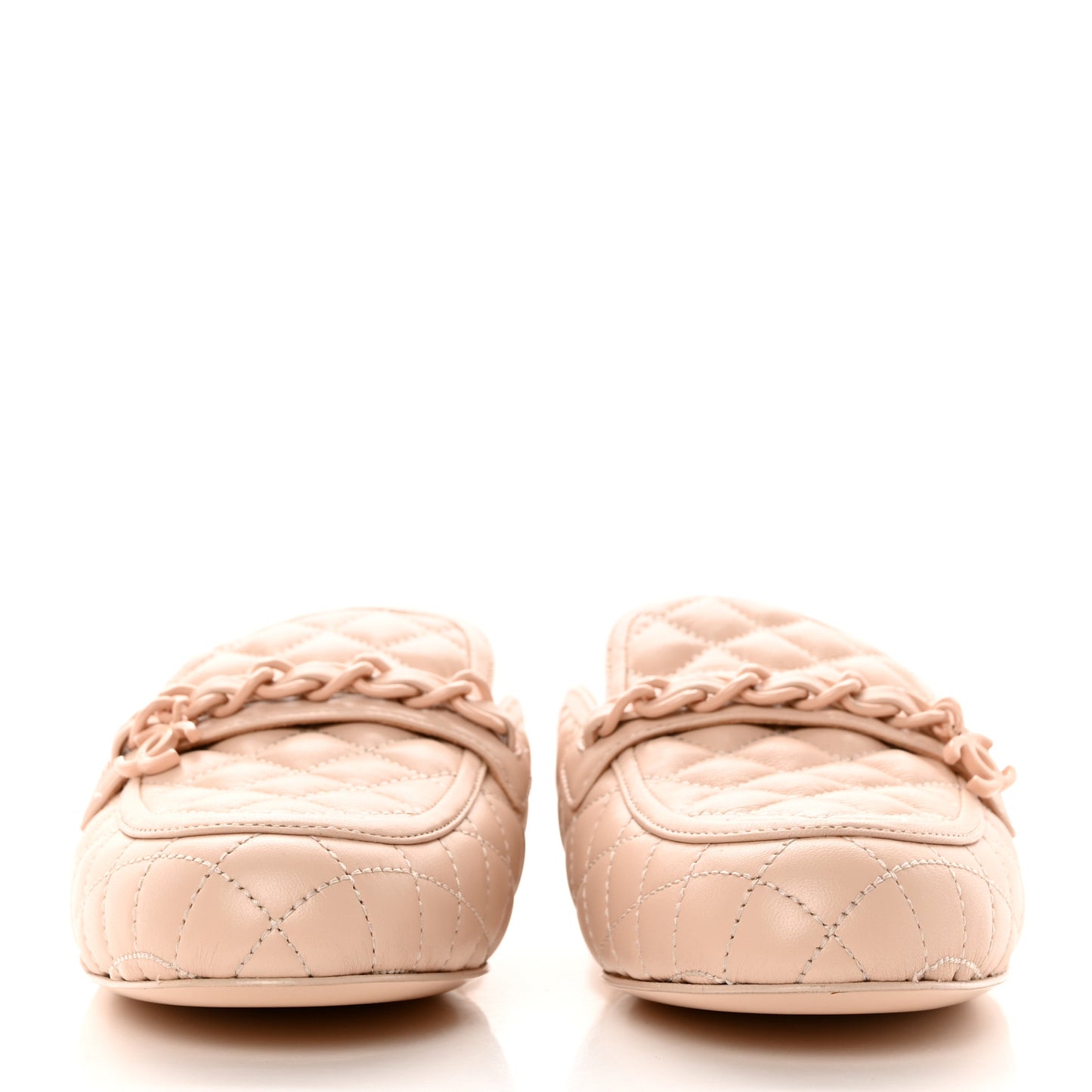 Lambskin Quilted Chain CC Mules 37.5 Light Pink