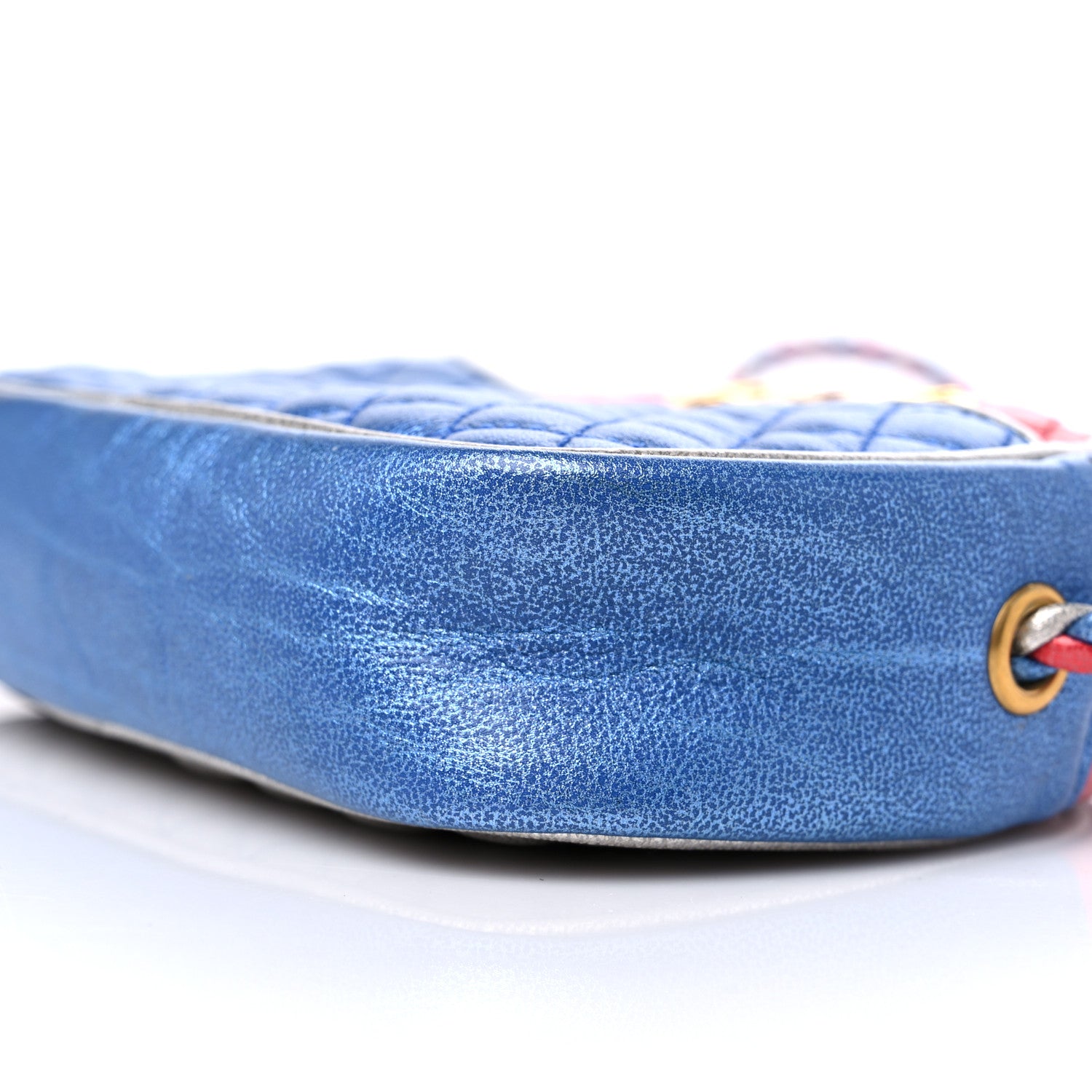 Gucci Laminated Nappa Trapuntata Mini Zumi Dome Shoulder Bag Rosso Marine Argento 9 of 10