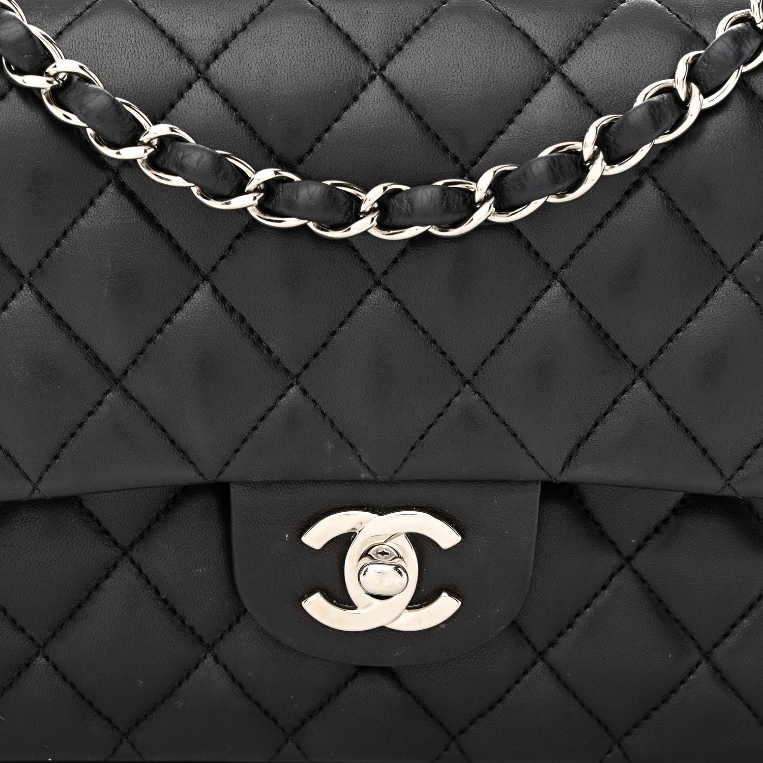 Chanel Lambskin Quilted Medium Double Flap Black 8 of 13