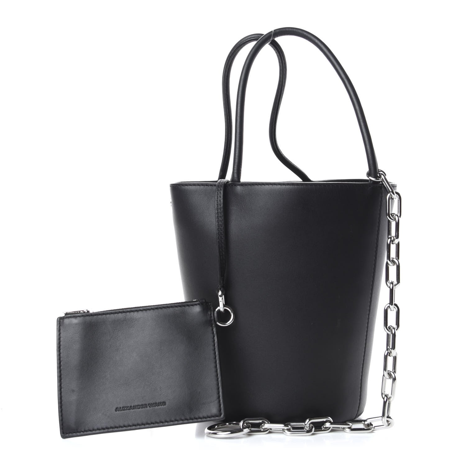 Alexander Wang Calfskin Roxy Large Chain Bucket Black Silver Hardware 10 of 10