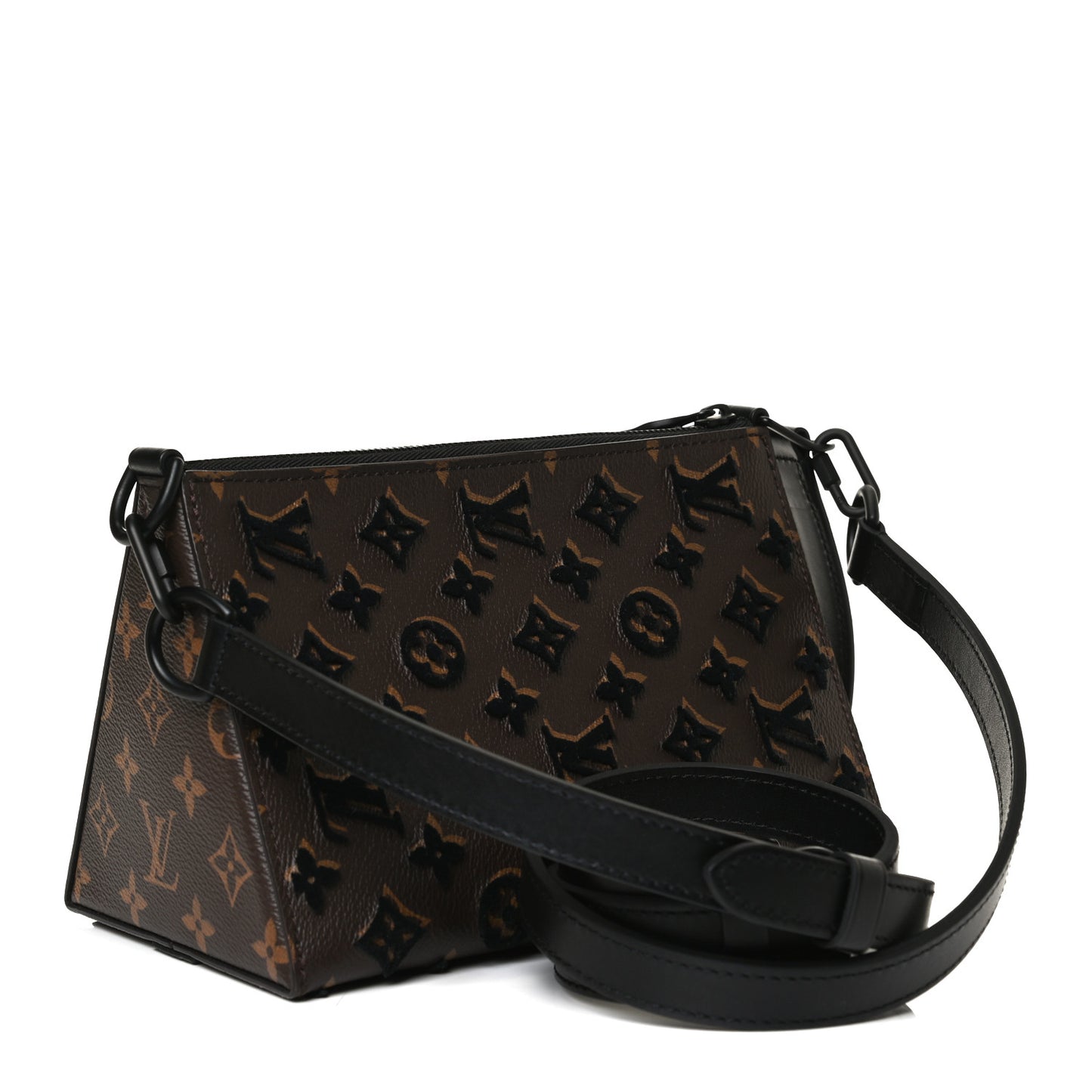 Monogram Tuffetage Triangle Messenger Black