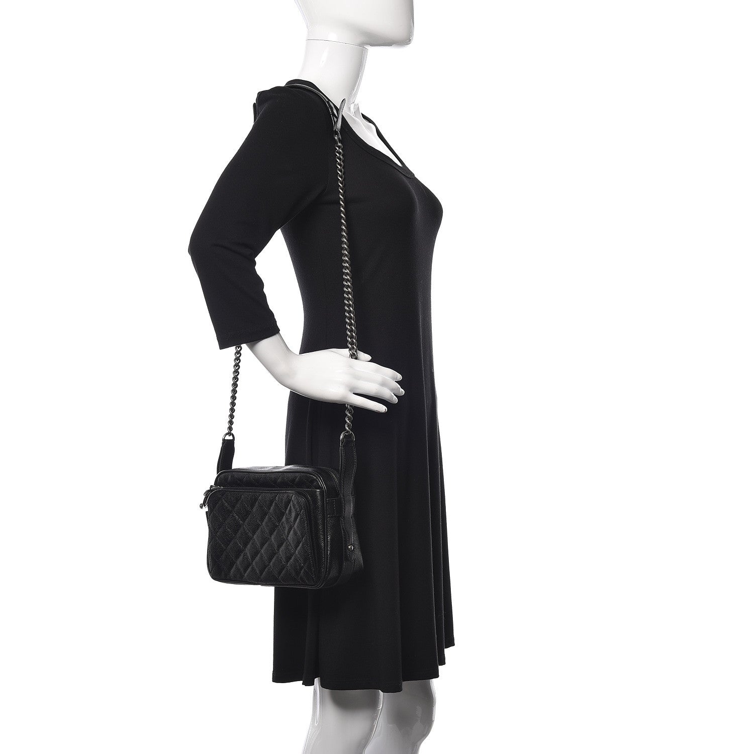Chanel Caviar Quilted Medium Business Trip Camera Bag Black 2 of 9
