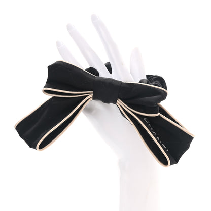 Chanel Silk Hair Tie Black Ivory 2 of 5