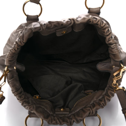 Miu Miu Vitello Lux Gathered Tote Juta 4 of 16