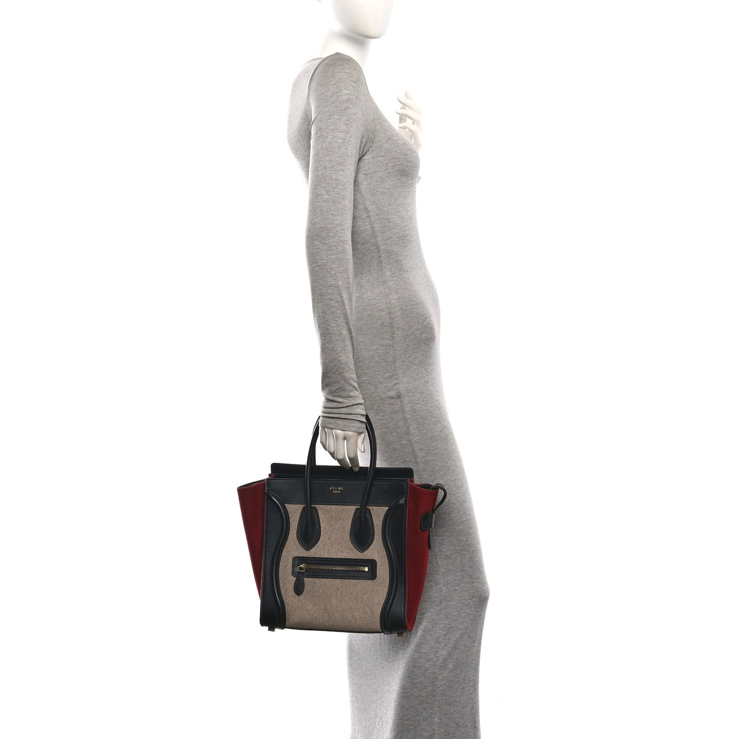 Felt Smooth Calfskin Micro Tri-Color Luggage Beige