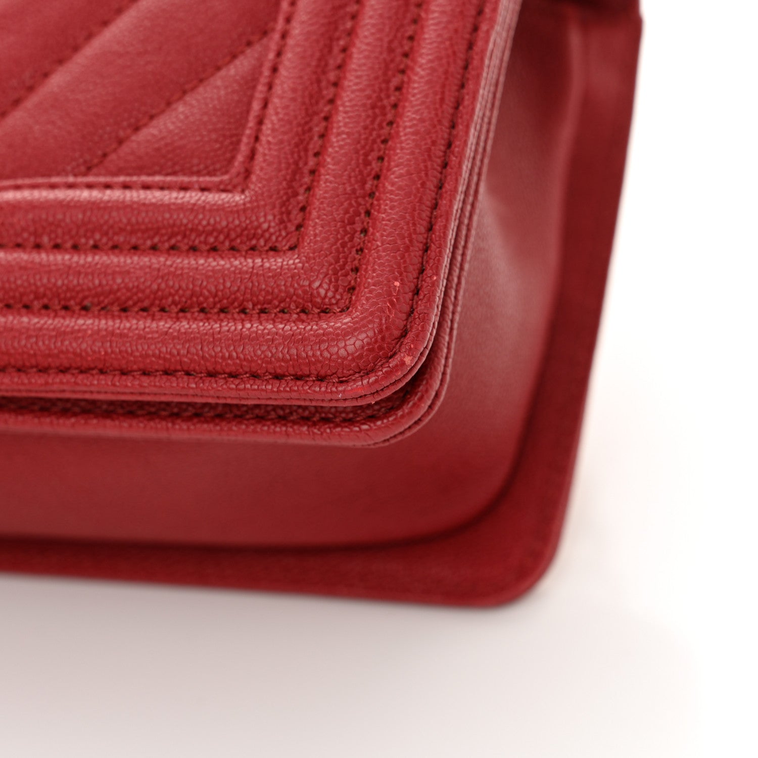 Chanel Caviar Chevron Quilted Small Boy Flap Red 11 of 13