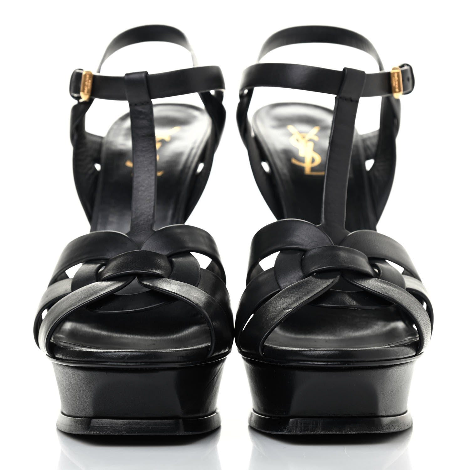 Saint Laurent Calfskin Tribute 105 Platform Sandals 40 Black 2 of 4