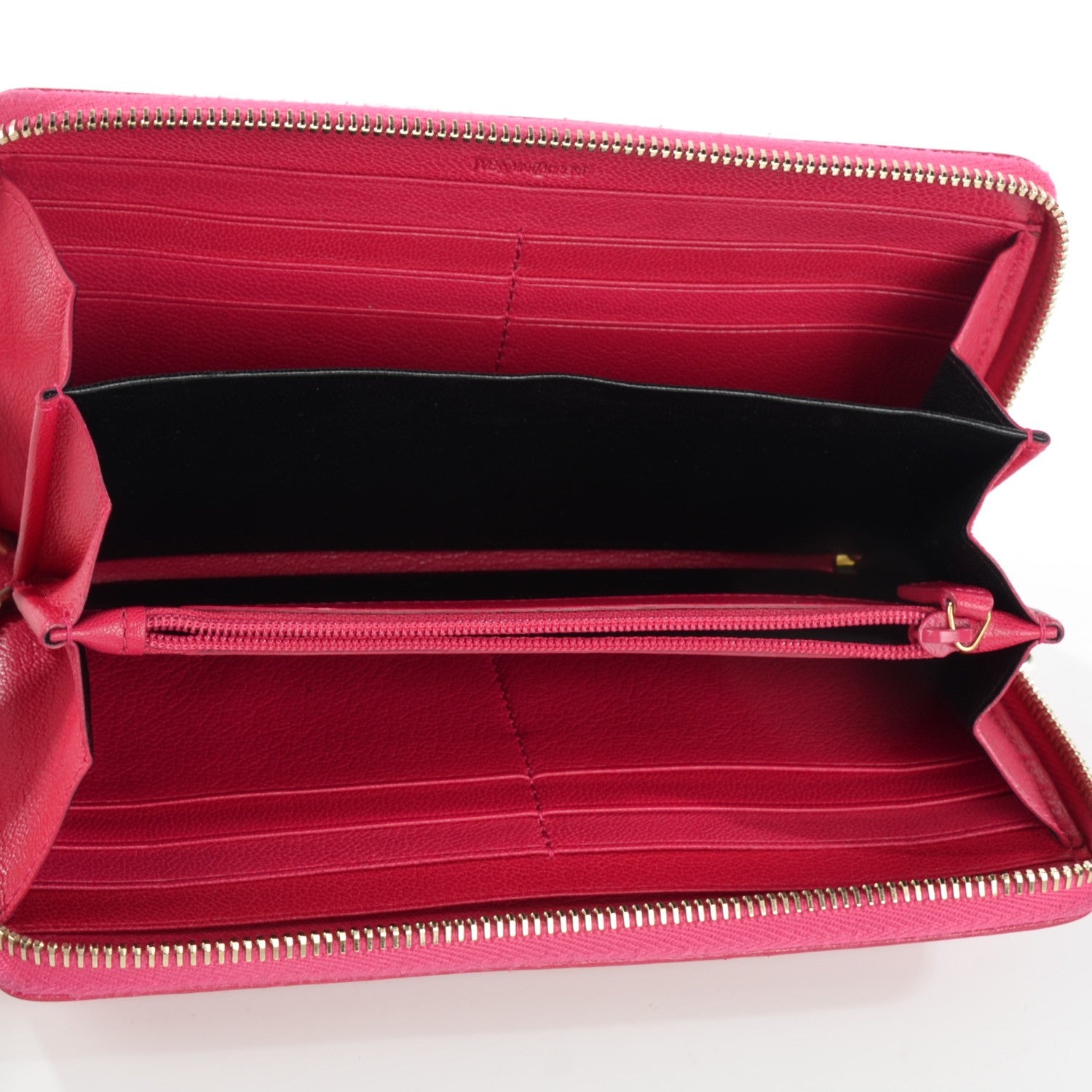 Saint Laurent Chevre Belle De Jour Zip Around Wallet Fuchsia 5 of 7