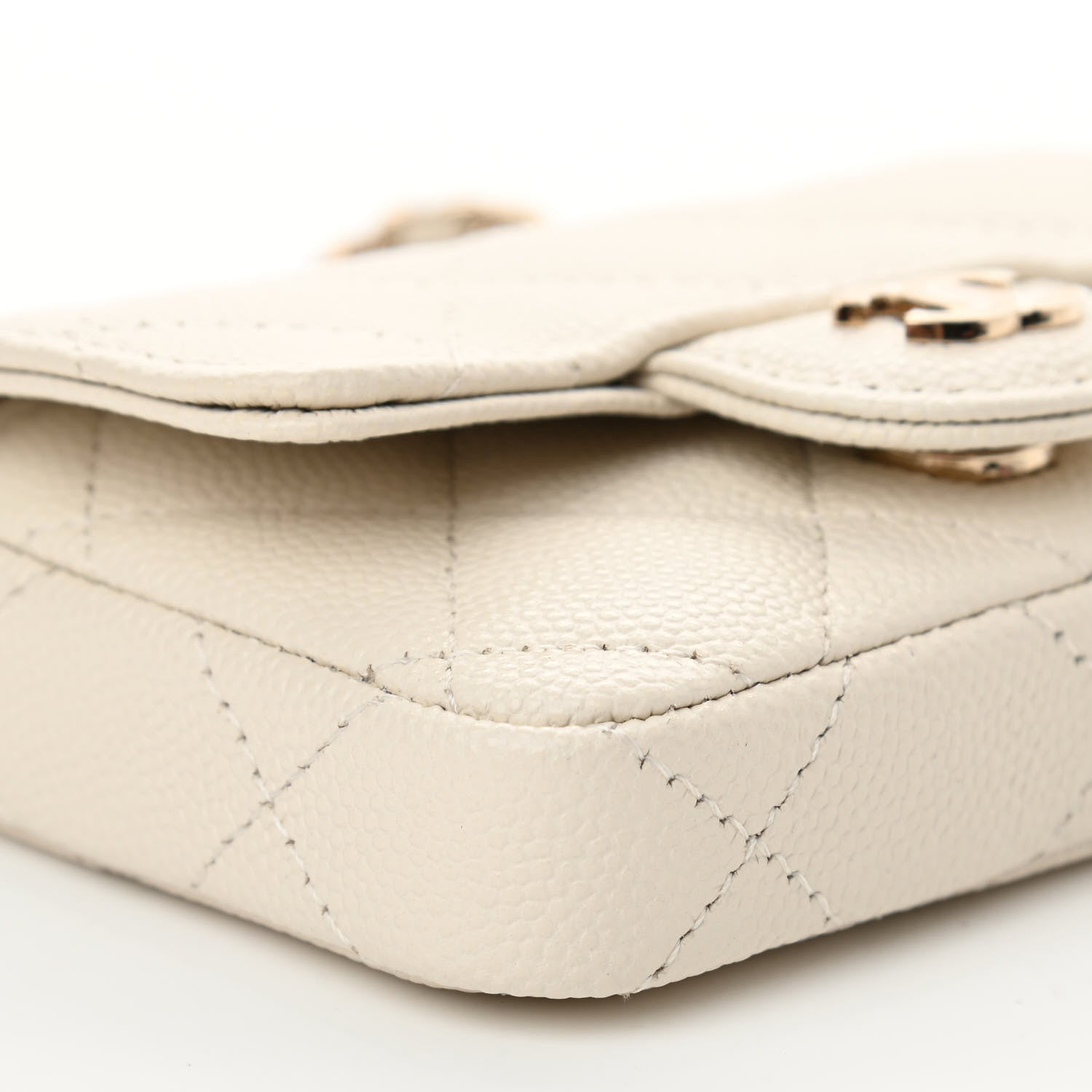 Chanel Caviar Quilted Mini Chain Belt Bag White 10 of 12