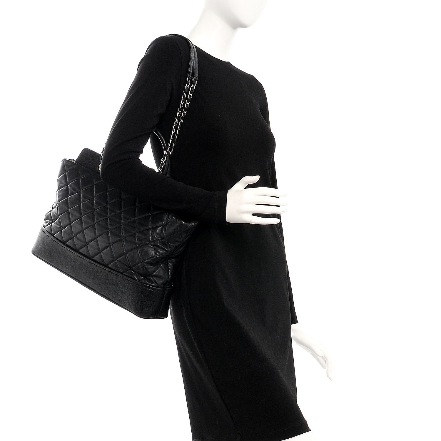 Chanel Lambskin Caviar Quilted Bi Coco Large Shopper Tote Black 2 of 9