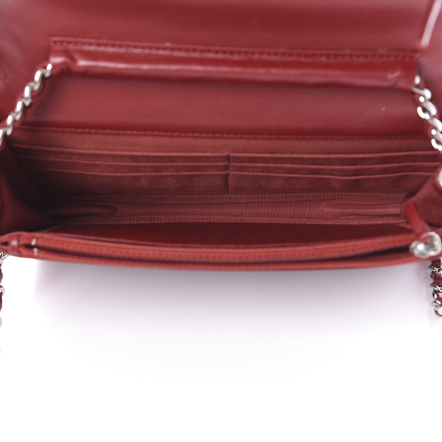 Chanel Lambskin Quilted Wallet On Chain WOC Red 5 of 15