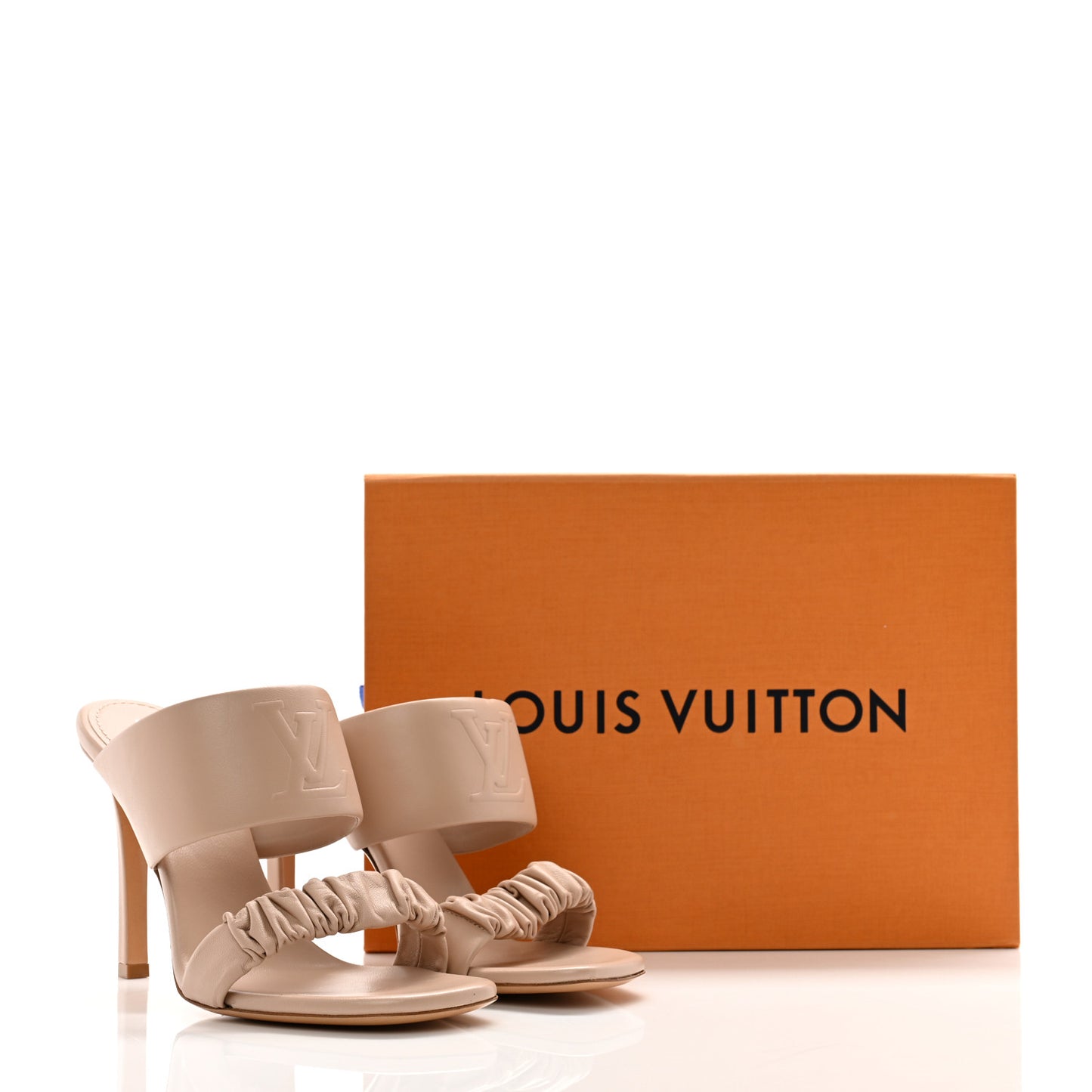 Lambskin Drapy Heel Mules 41 Beige