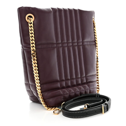 Burberry Lambskin Quilted Small Lola Bucket Bag Deep Maroon 3 of 11
