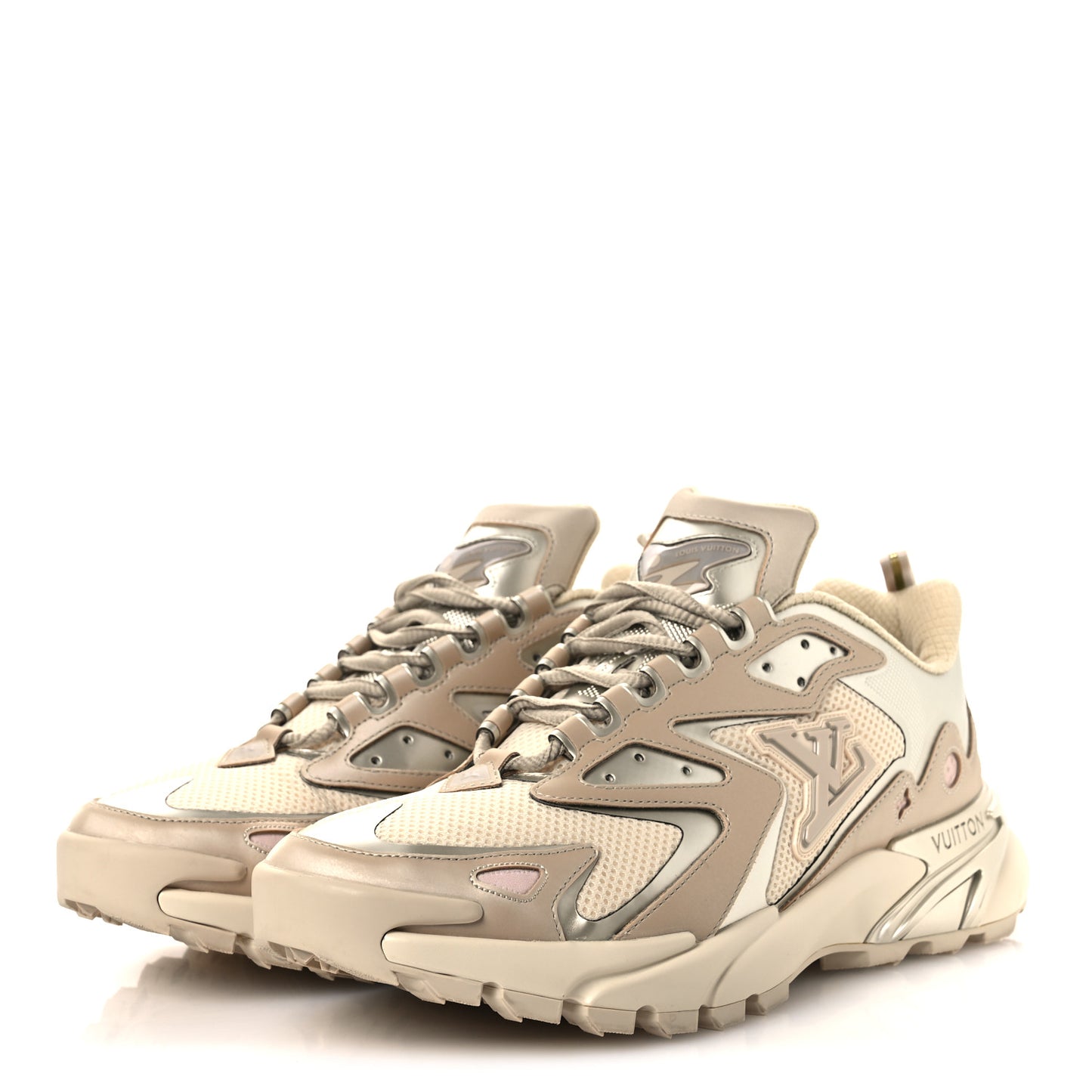 Metallic Canvas Mesh Mens LV Runner Tatic Sneakers 8 Beige
