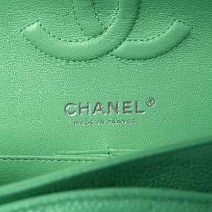 Chanel Caviar Chevron Quilted Medium Double Flap Green 6 of 11